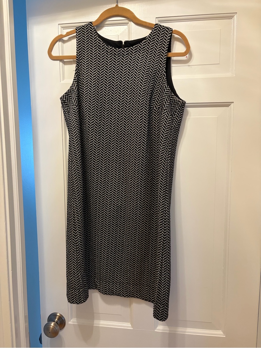 LOFT Black and White Chevron Sheath Dress